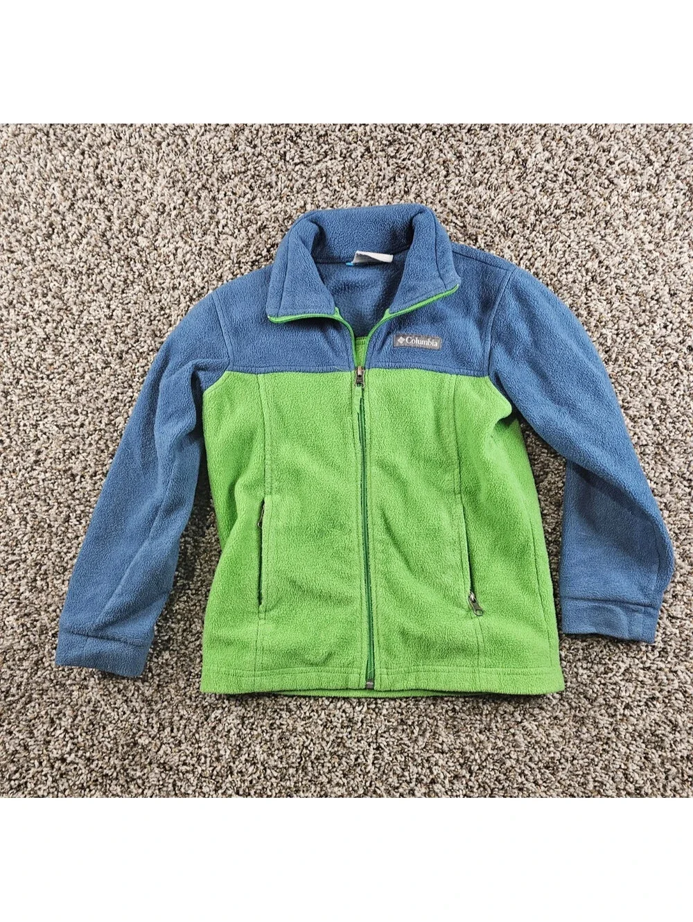 Columbia Boys' Sz XS Mountain II Fleece Jacket Green Blue Zip Up